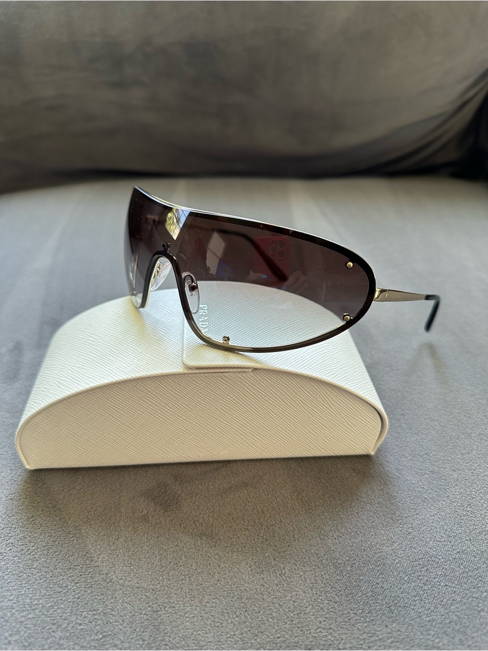 Prada Shield Sunglasses with Brown Gradient Lenses - Picture 2 of 6